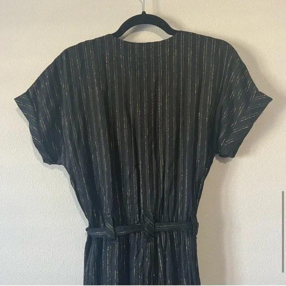 Free People Black Lurex Gold Pinstripe Jumpsuit - Picture 9 of 15